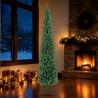 Artificial Christmas tree shown in a holiday room