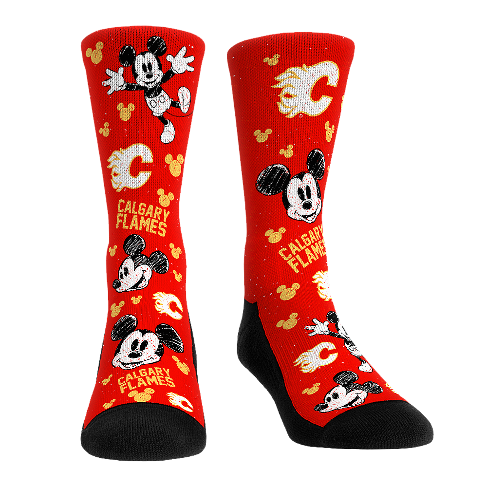 Calgary Flames - Disney - Mickey Sketch Crew Socks