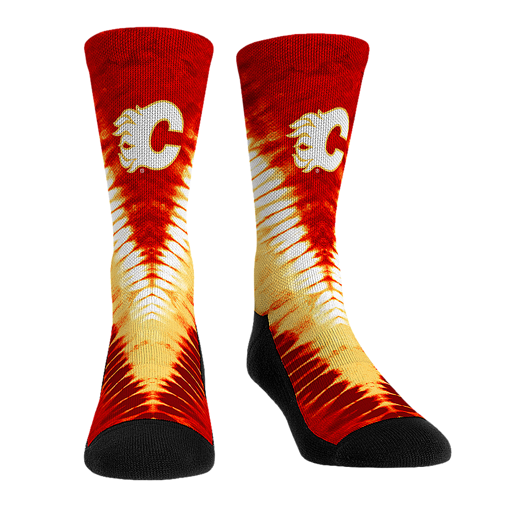 Calgary Flames - V Shape Tie Dye Crew Socks
