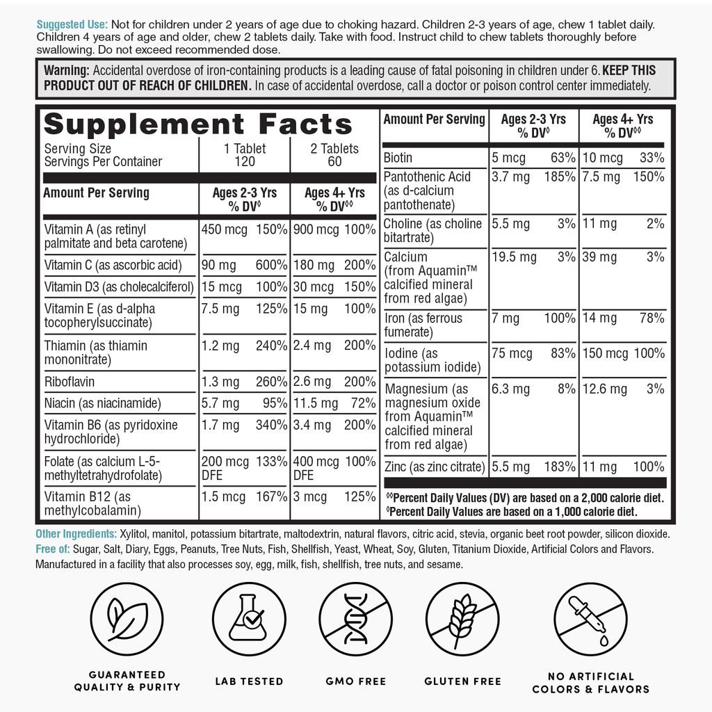 Kid's Multivitamin - 120 Chewable Tablets