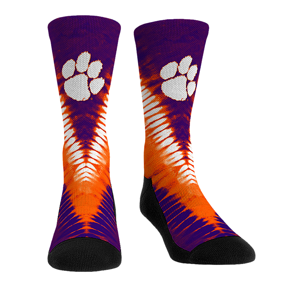 Clemson Tigers - V Shape Tie Dye Crew Socks