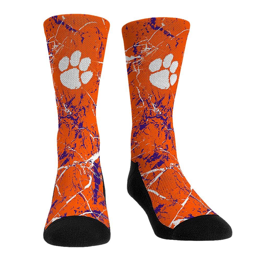 Clemson Tigers - Cracked Marble Crew Socks