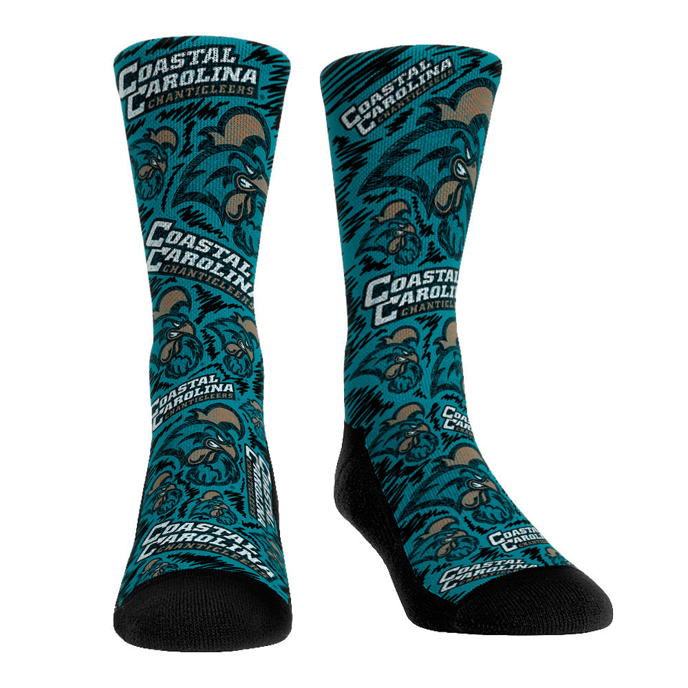 Coastal Carolina Chanticleers - Logo Sketch Crew Socks
