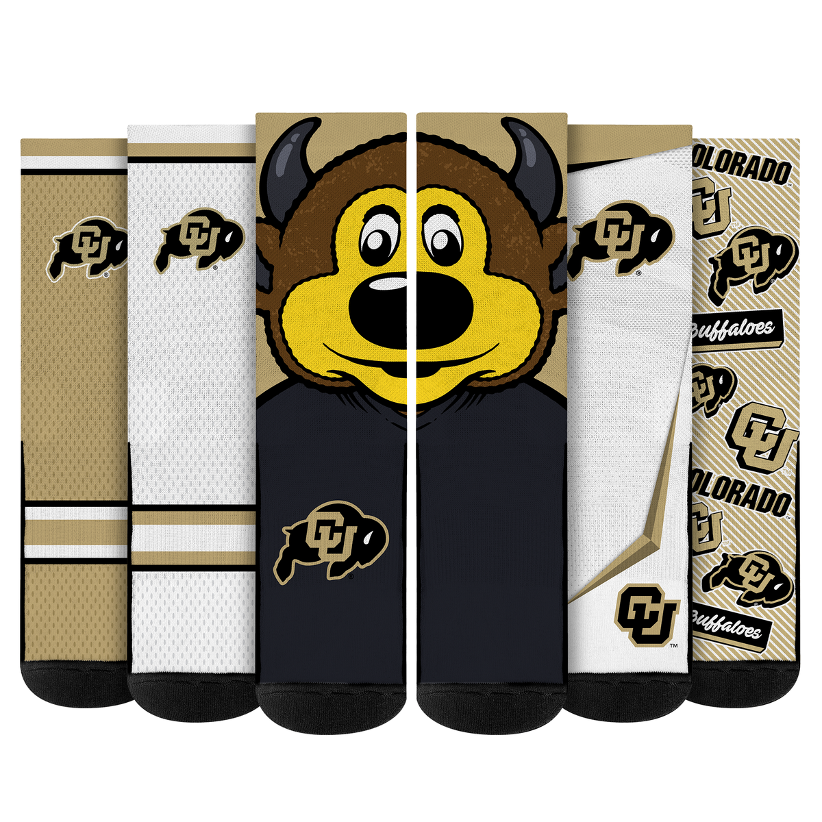Colorado Buffaloes - Super Fan Crew Socks 5-Pack
