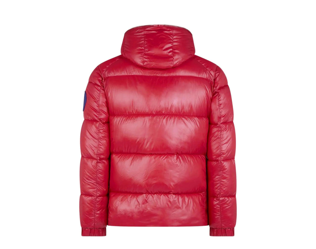 Save The Duck Luck Quilted Hooded Puffer Men Jacket Tango Red