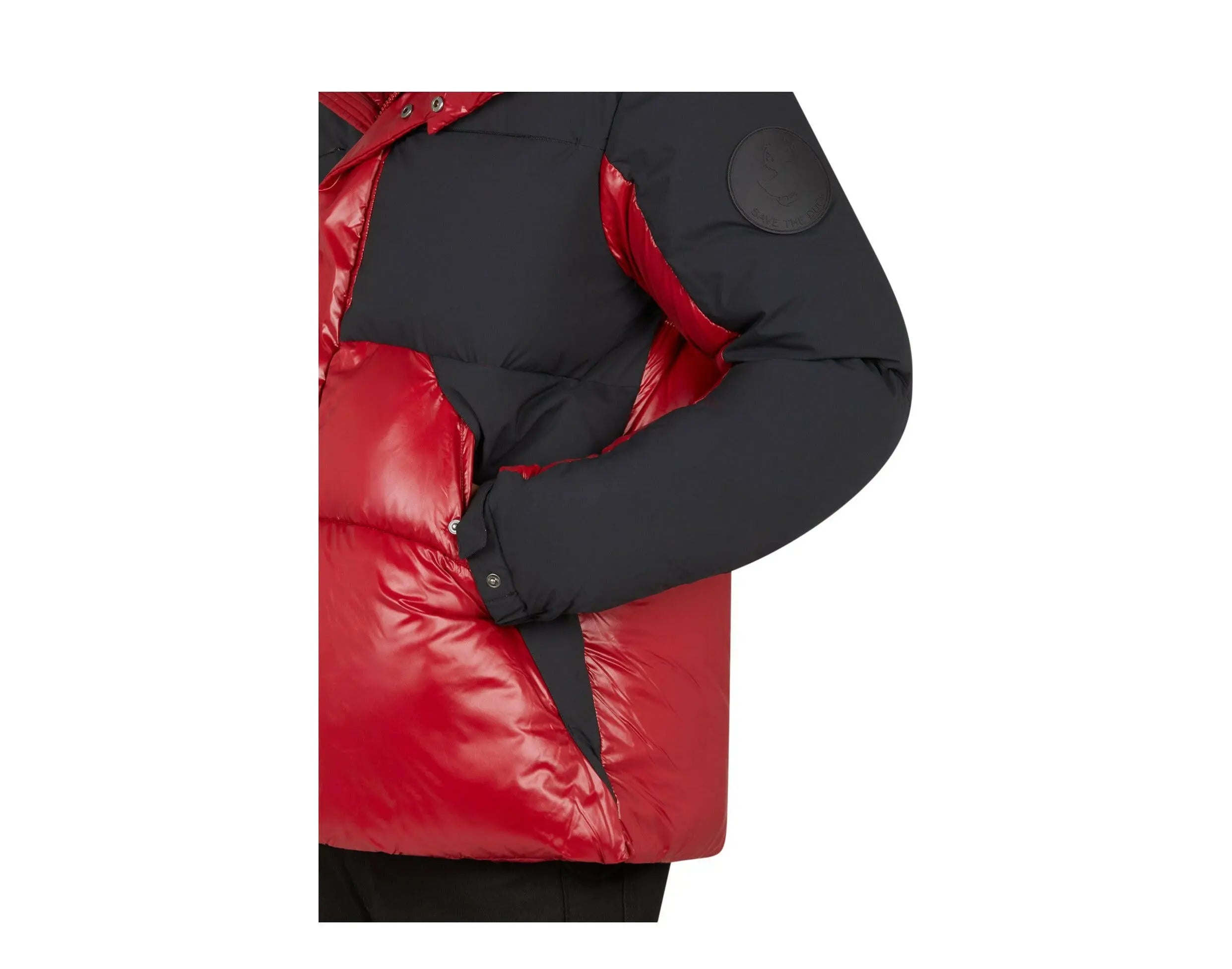 Save The Duck Luma Hooded Puffer Men Jacket Mineral Red/Black