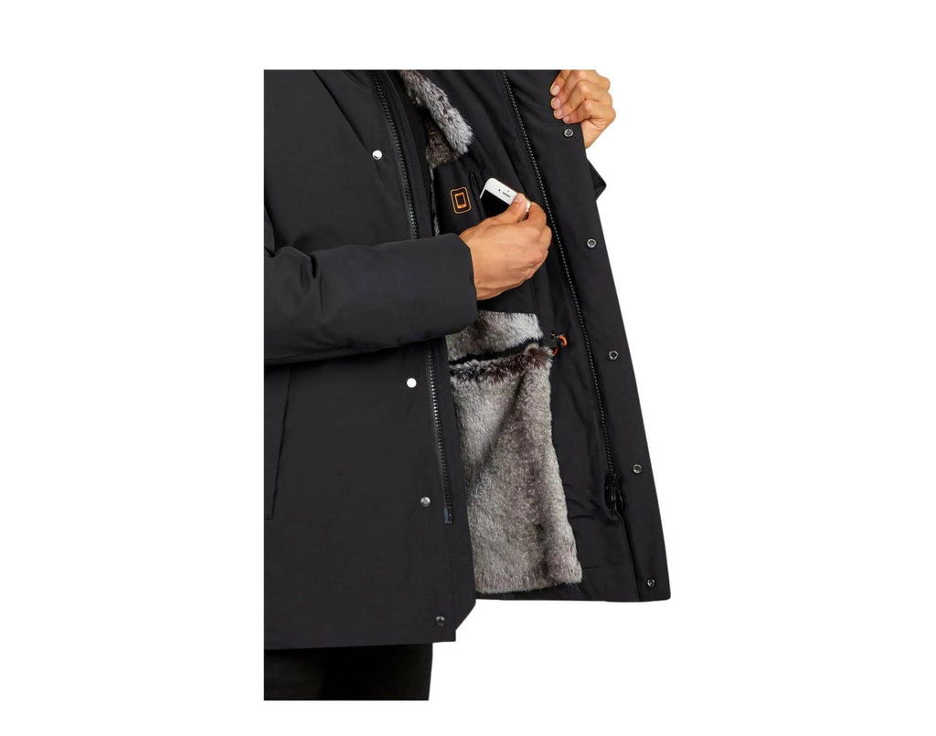 Save The Duck Copy Faux Fur Hooded Parka Men Jacket Black