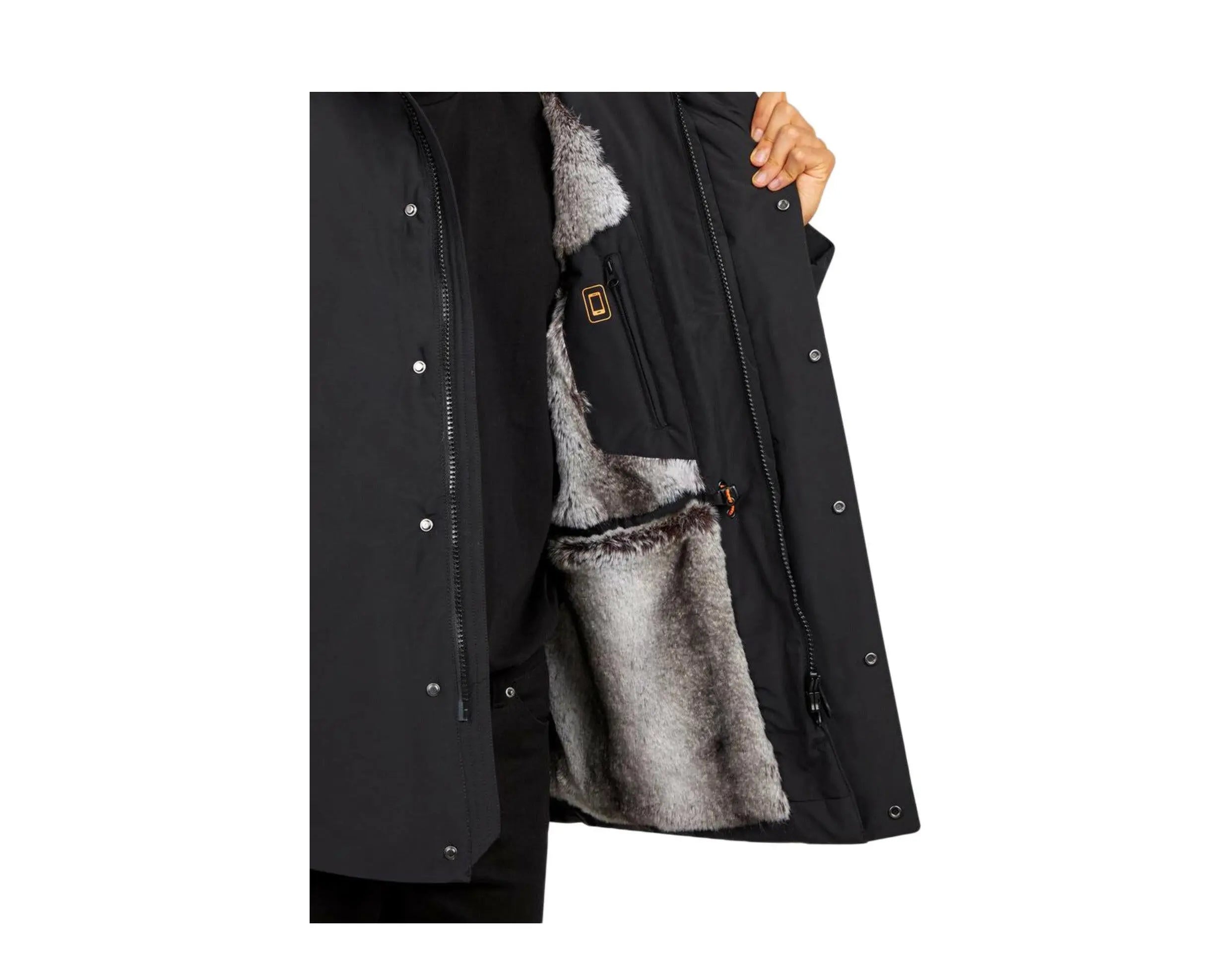 Save The Duck Copy Faux Fur Hooded Parka Men Jacket Black