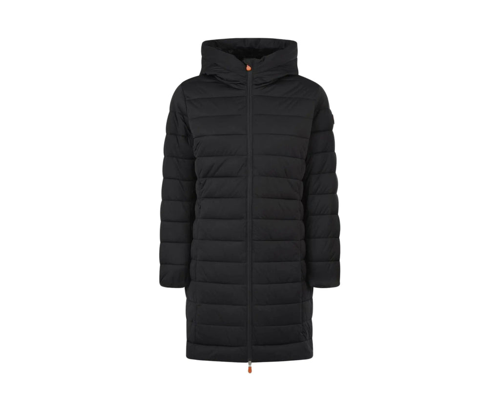 Save The Duck Sold Faux Fur Lined 3/4 Hooded Women Coat Black