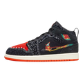 Jordan 1 Mid SE Kids Shoes Black/Sail/Roma Green/Chile Red