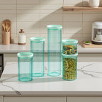 Genicook Five-Piece Glass Pantry Jar Set with Glass Lids