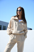 Harper Sweatshirt 1/4 zip Tan