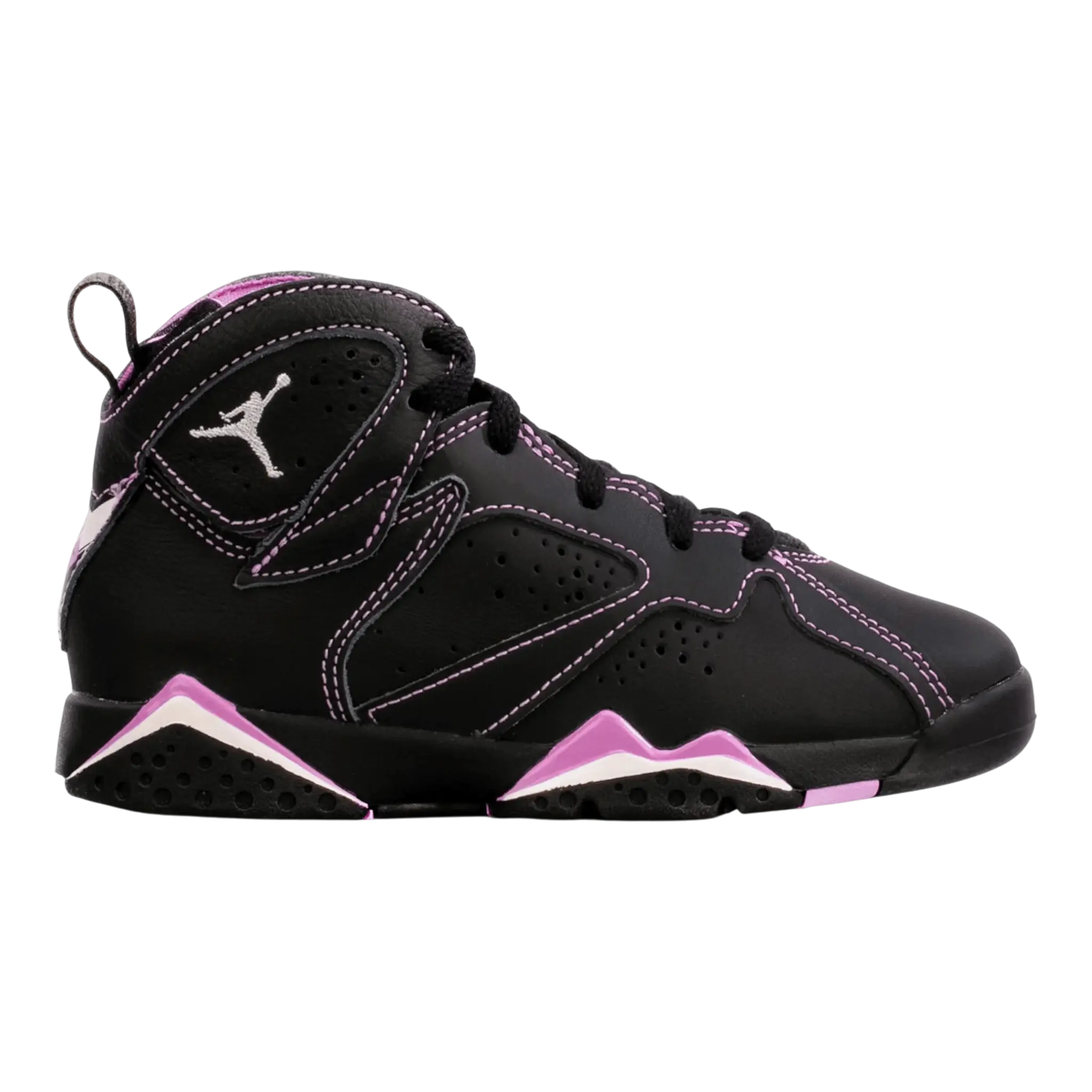 Jordan 7 Retro Kids Shoes Black/Barely Grape/Rush Fuchsia