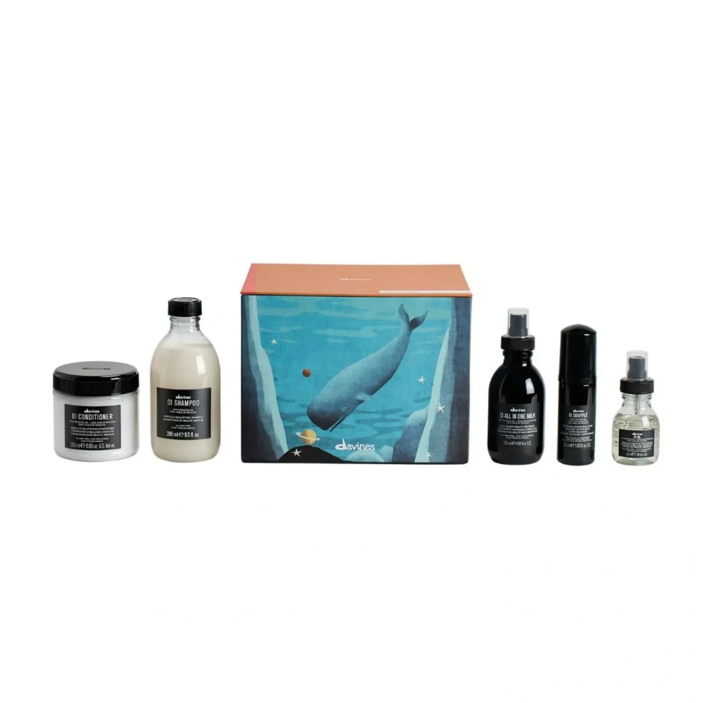 OI Luxe Holiday Set: Shampoo, Conditioner, All in One Milk, Souffle, Oil
