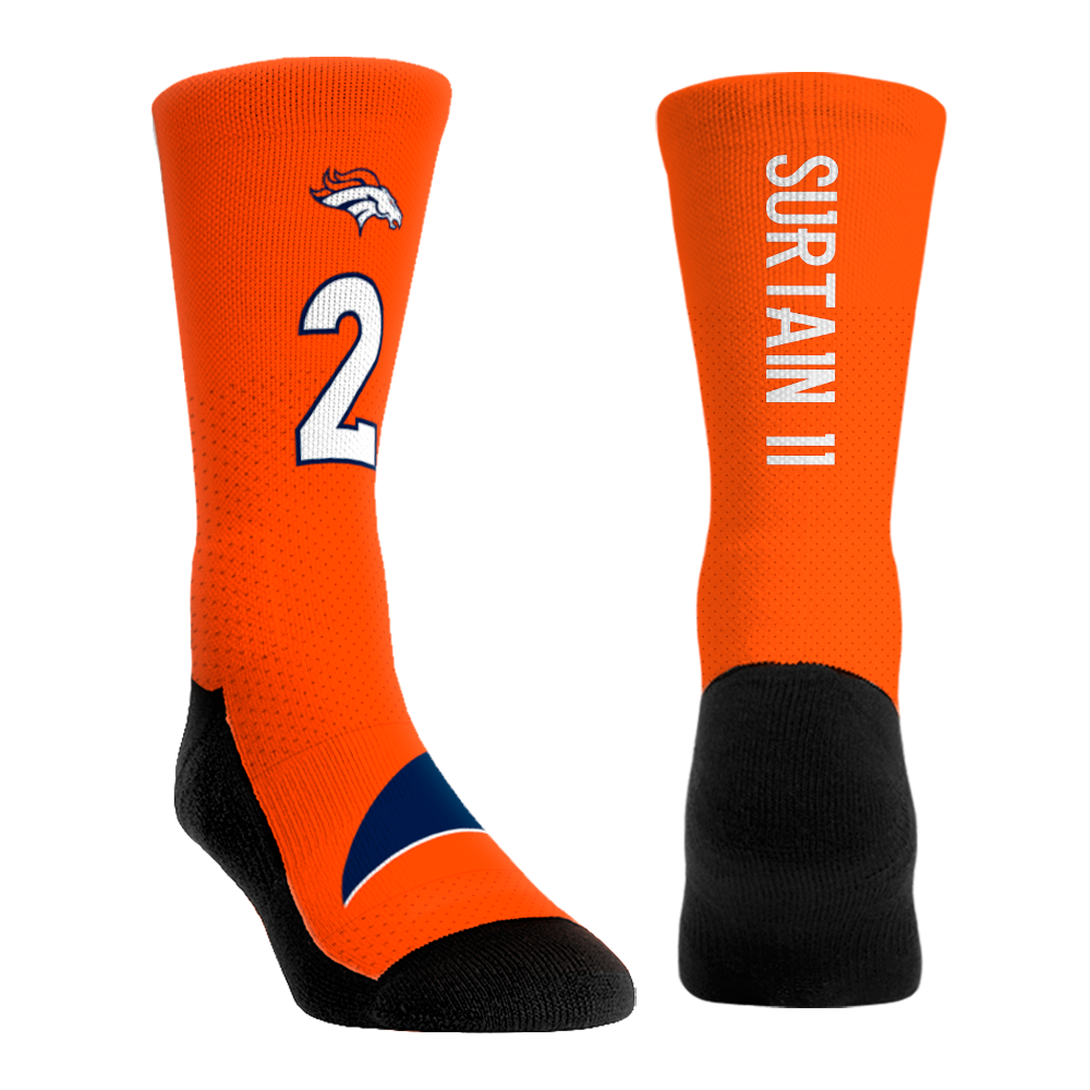 Patrick Surtain II - Denver Broncos - Jersey (Orange) Crew Socks