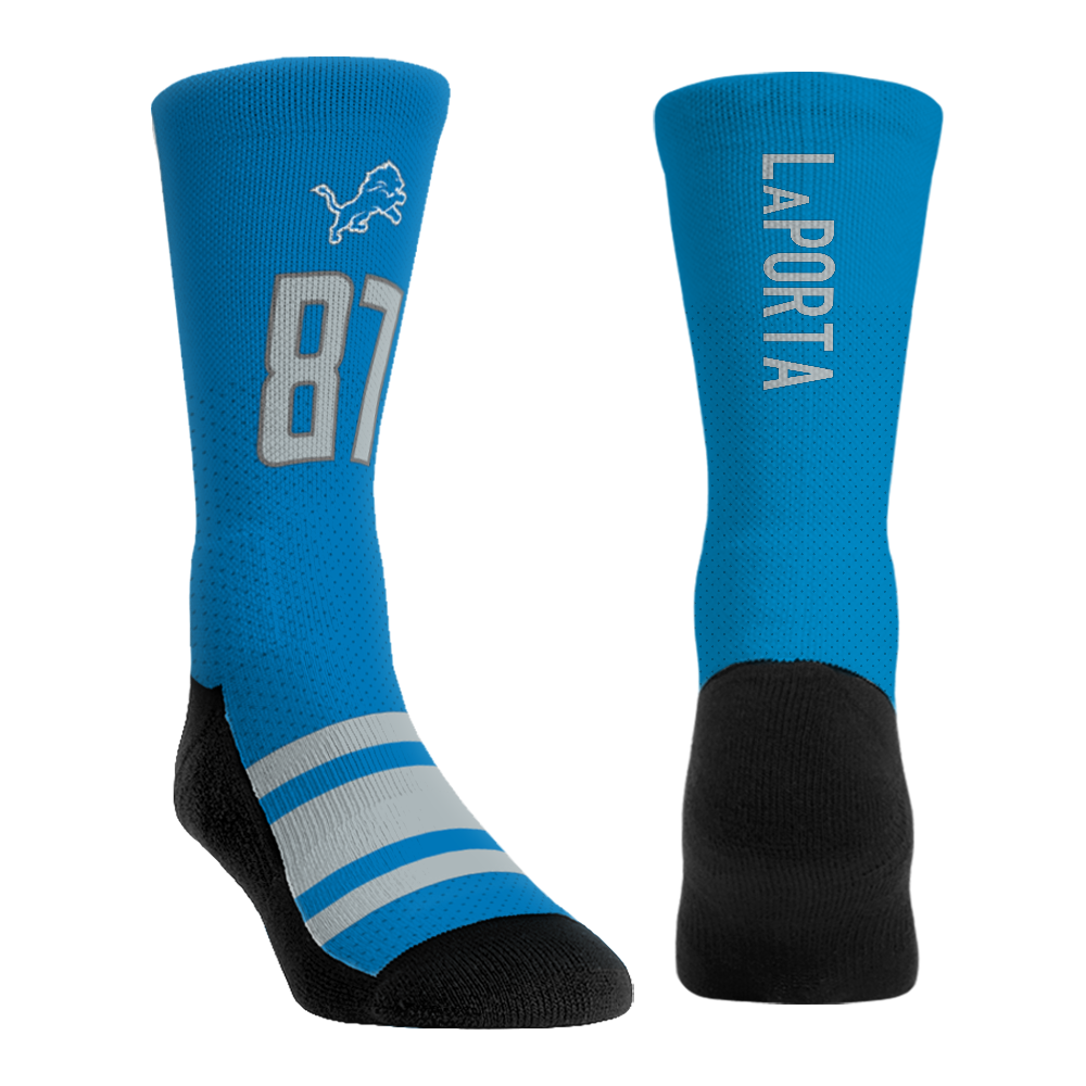 Sam LaPorta - Detroit Lions - Jersey (Blue) Crew Socks