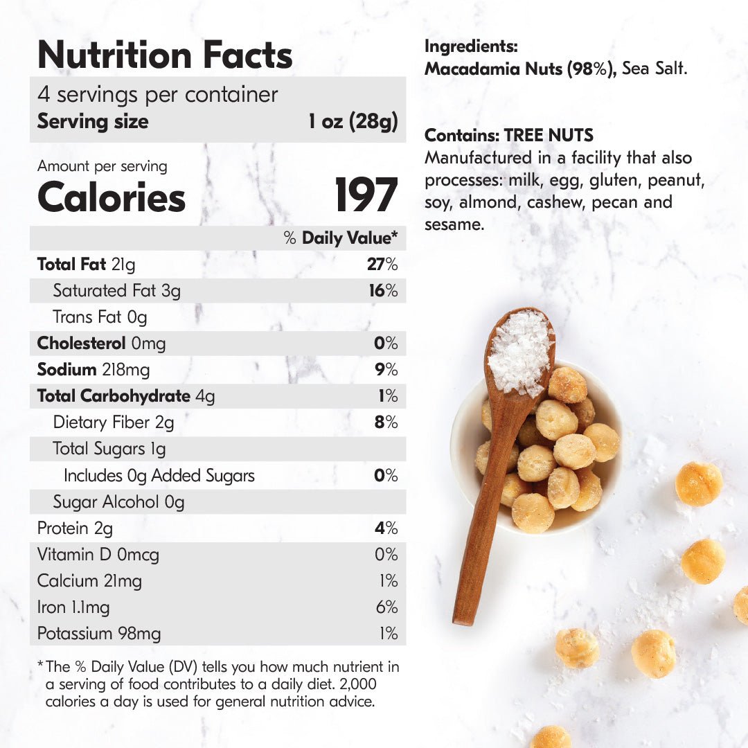 Dry Roasted Macadamia Nuts with Namibian Sea Salt (4 oz x 6 Bags)