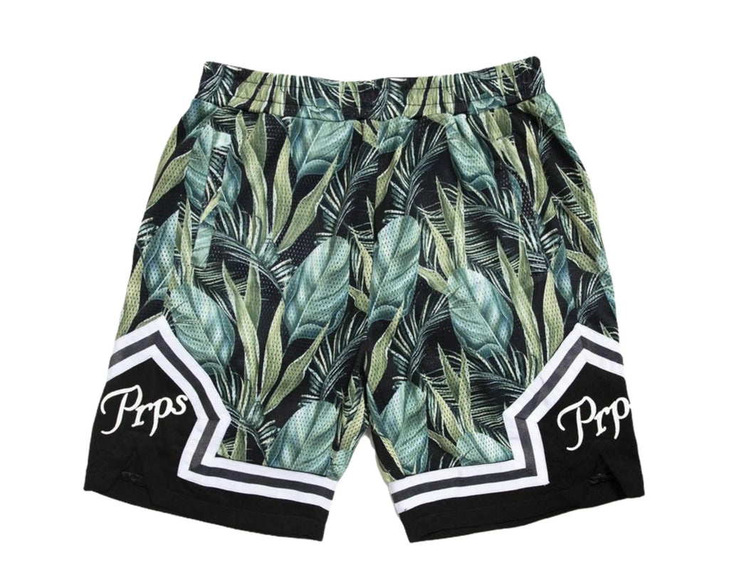 Prps Palm Men Mesh Shorts Green Multi Palm Print