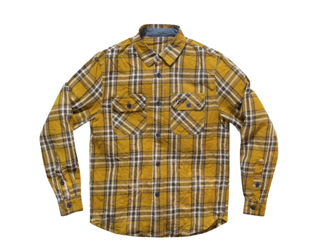 Prps Biner Plaid Men Button Down Shirt Khaki