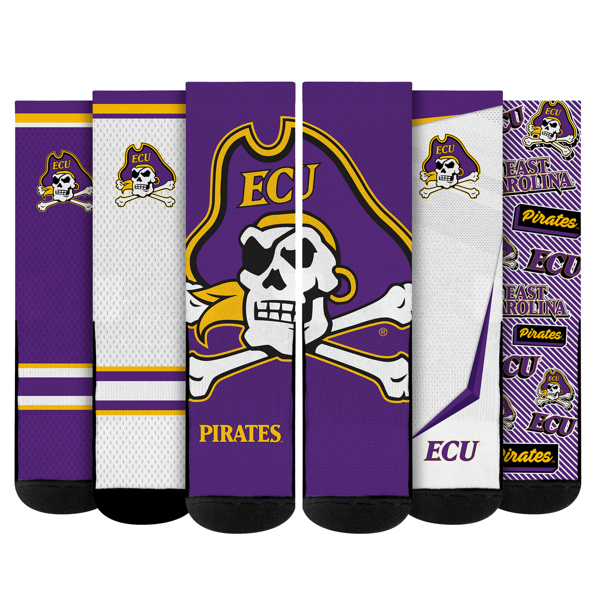 ECU Pirates - Super Fan Crew Socks 5-Pack