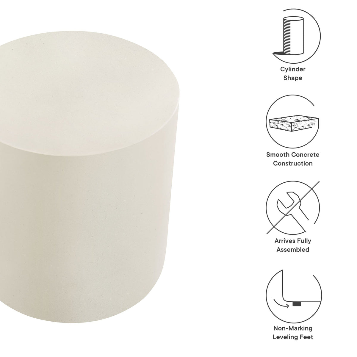 WONDERWALL 'Une Collection' Brion Indoor-Outdoor Patio Concrete Stool by Modway