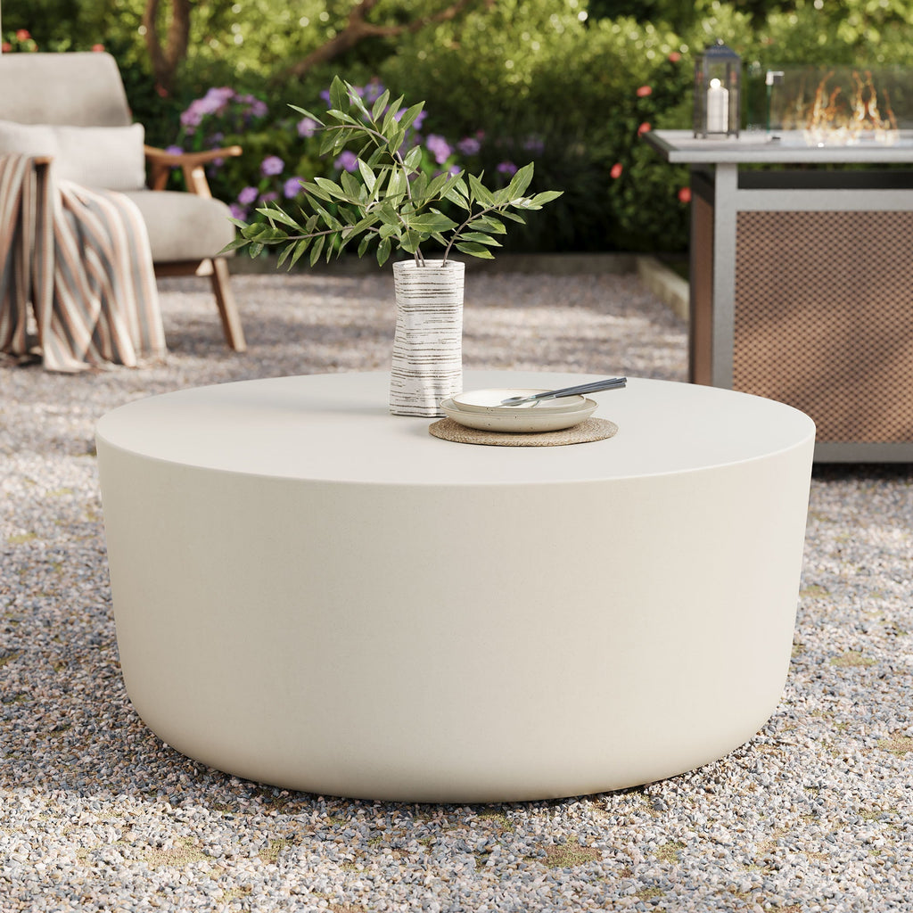 WONDERWALL 'Une Collection' Brion Round Indoor-Outdoor Concrete Coffee Table by Modway