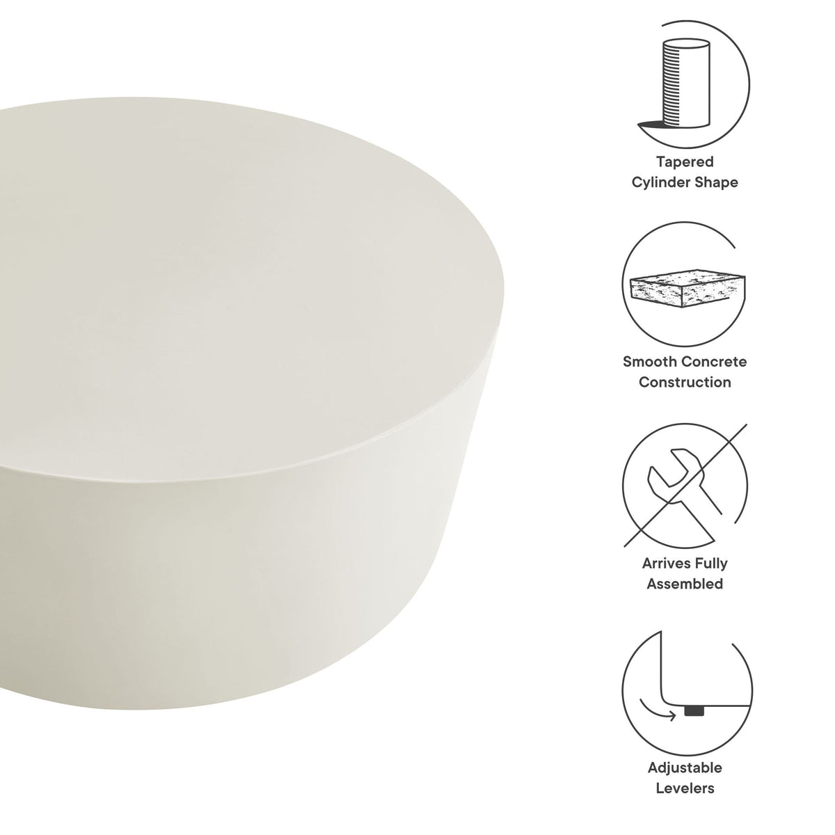 WONDERWALL 'Une Collection' Brion Round Indoor-Outdoor Concrete Coffee Table by Modway