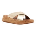 FitFlop Metallic Leather/Cork Flatform Cross Slides Women’s Sandals – Platino
