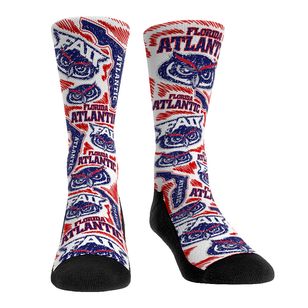FAU Owls - Logo Sketch Crew Socks