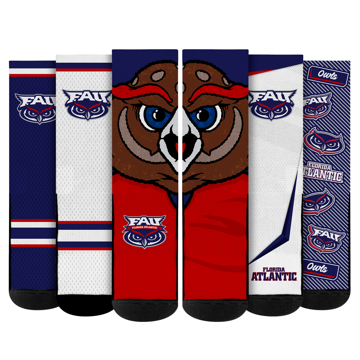 FAU Owls - Super Fan Crew Socks 5-Pack