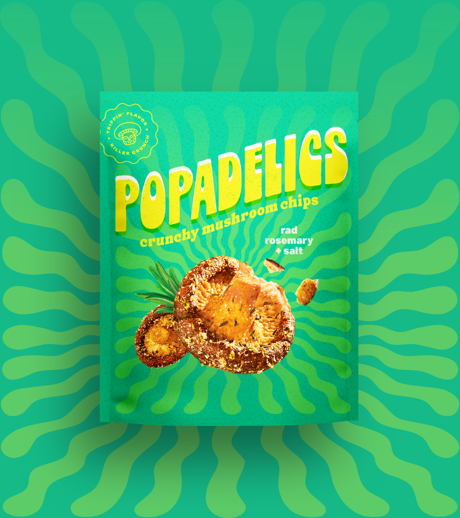 Popadelics Crunchy Mushroom Chips — Rad Rosemary + Salt | 6 - Pack