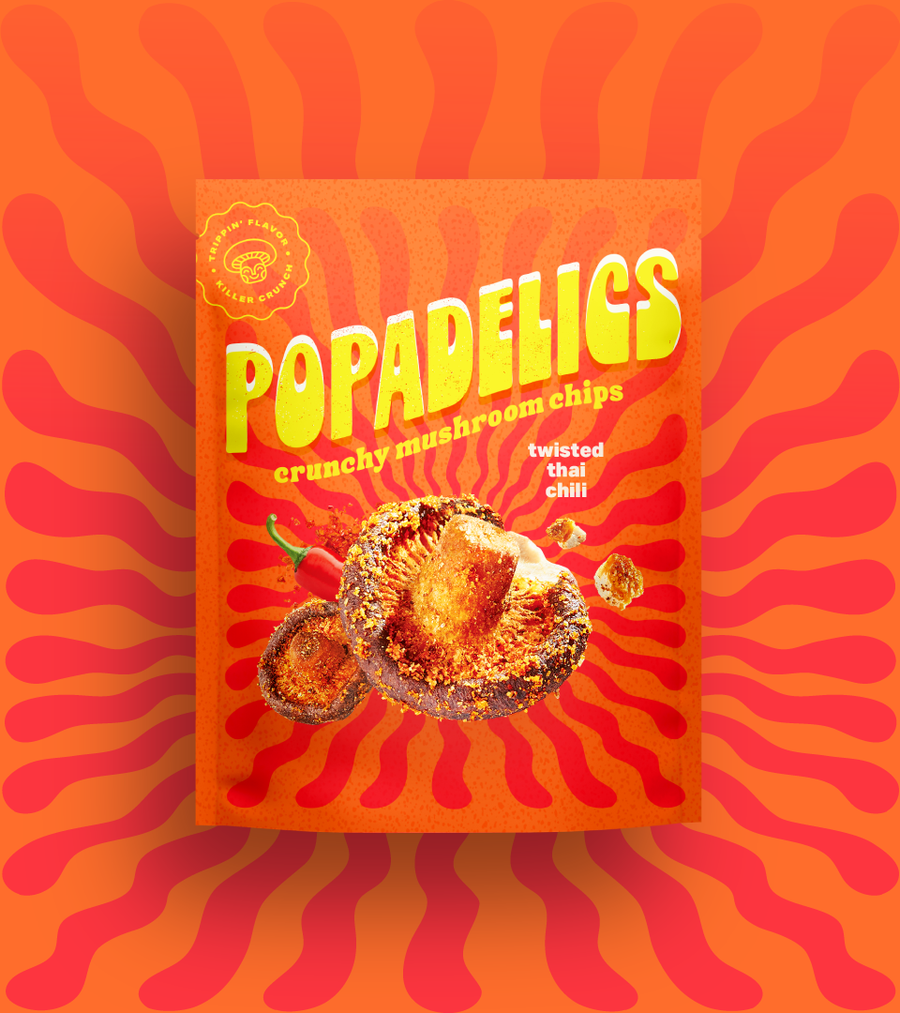 Popadelics Crunchy Mushroom Chips — Twisted Thai Chili | 6 - Pack