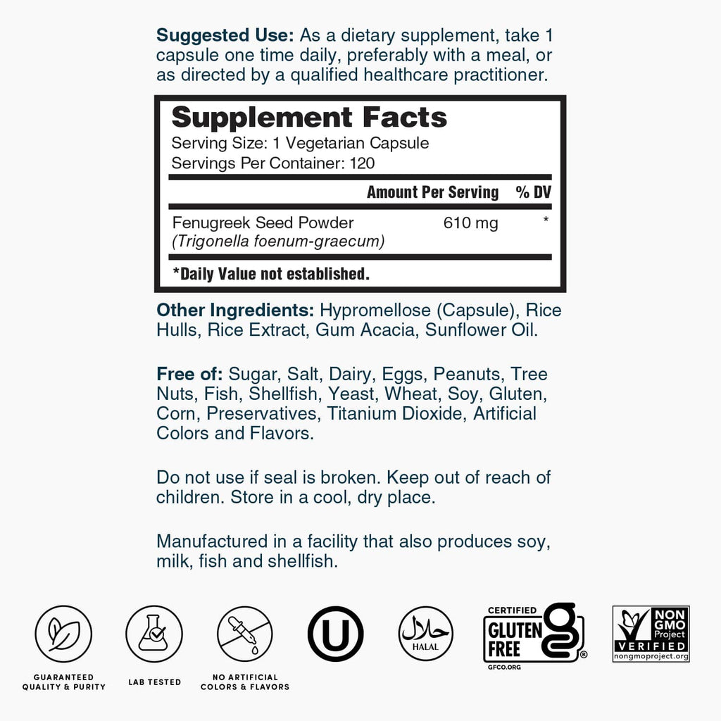 Fenugreek 610 mg - 120 Capsules
