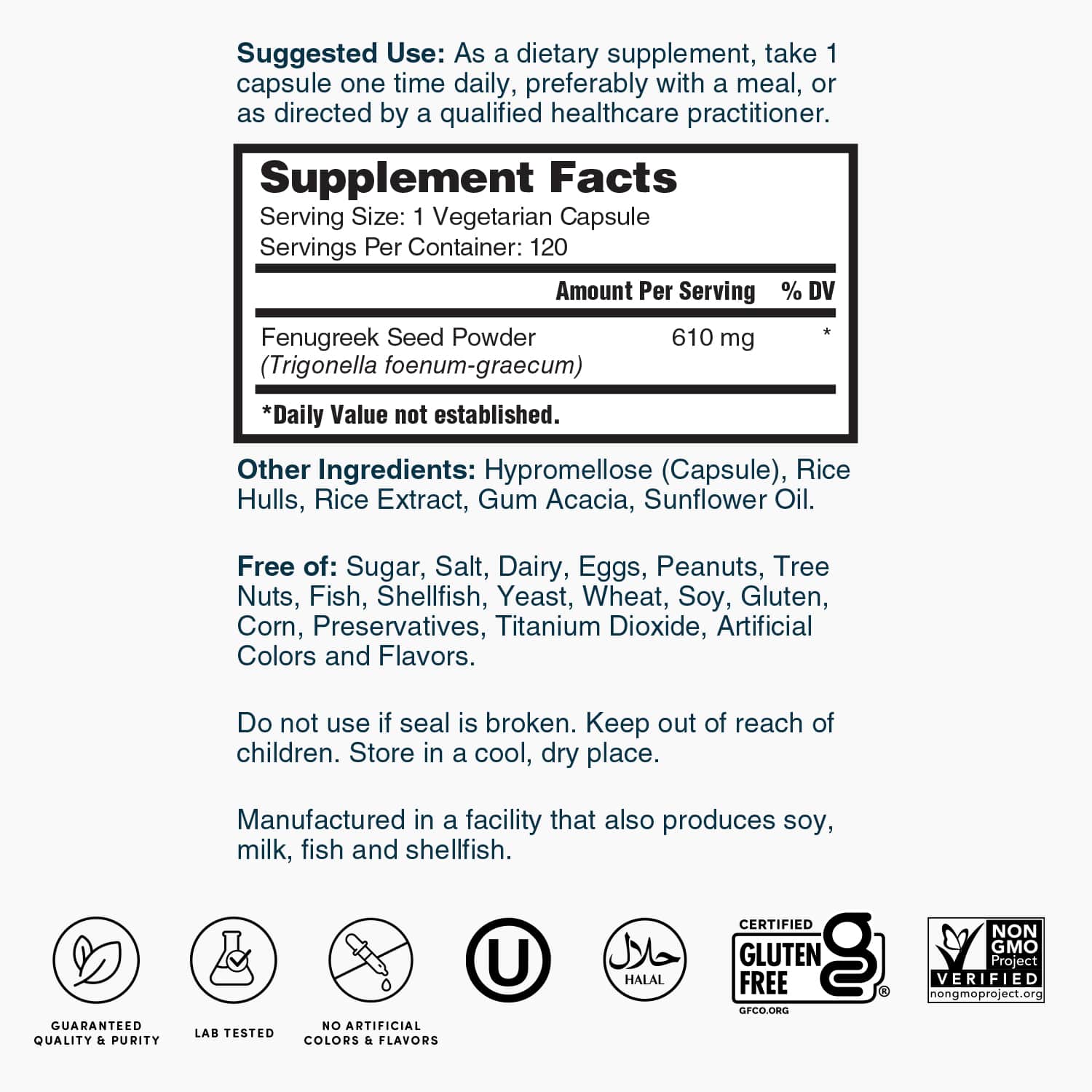 Fenugreek 610 mg - 120 Capsules