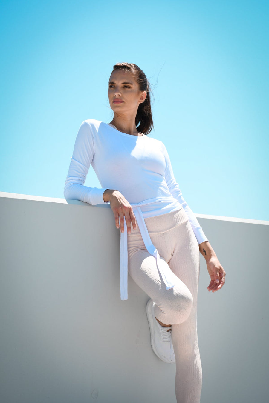 Willow Long - Sleeve Wrap Top - White