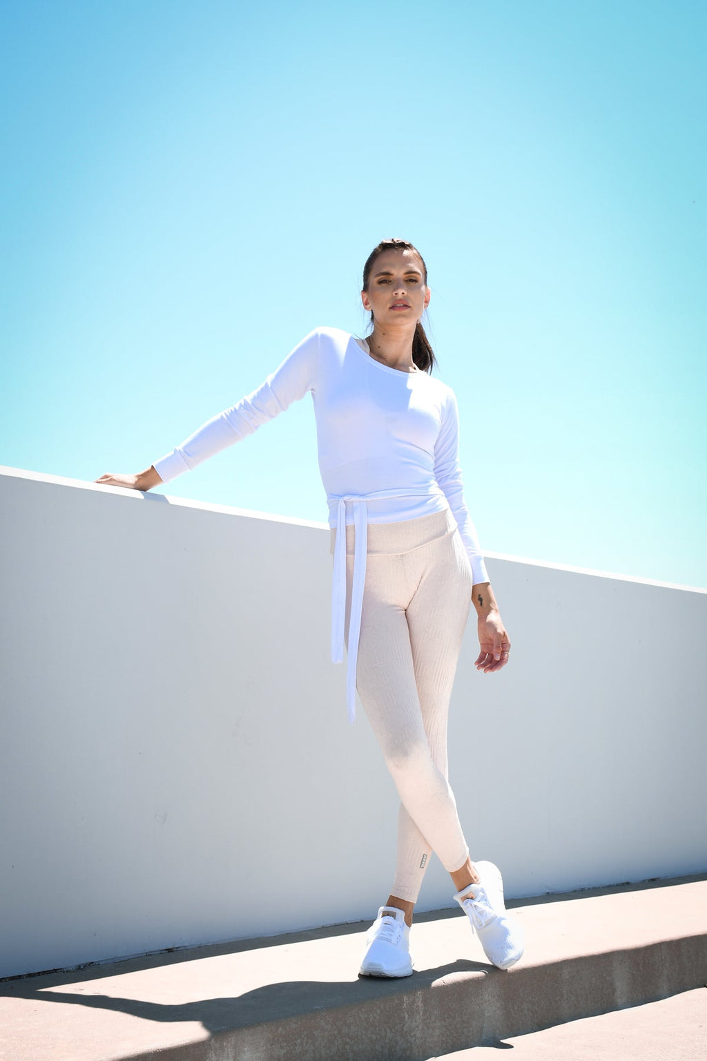 Willow Long - Sleeve Wrap Top - White