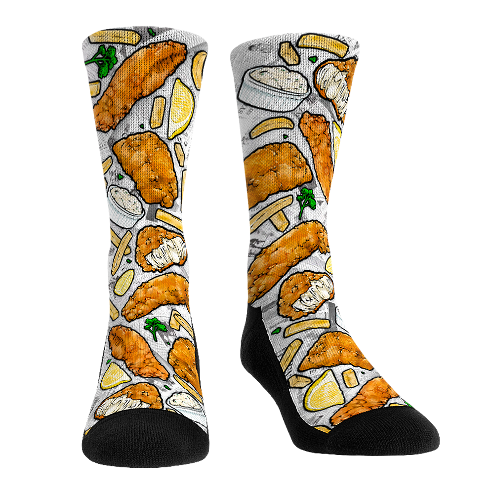 Fish & Chips All-Over Crew Socks