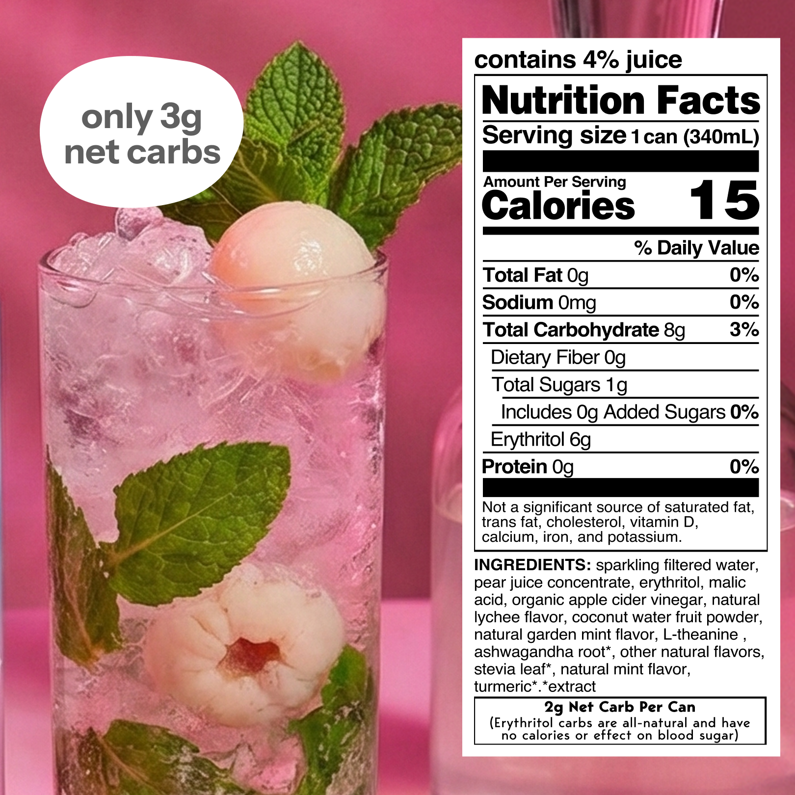 lychee mojito (sparkling mocktail | 12 pack)