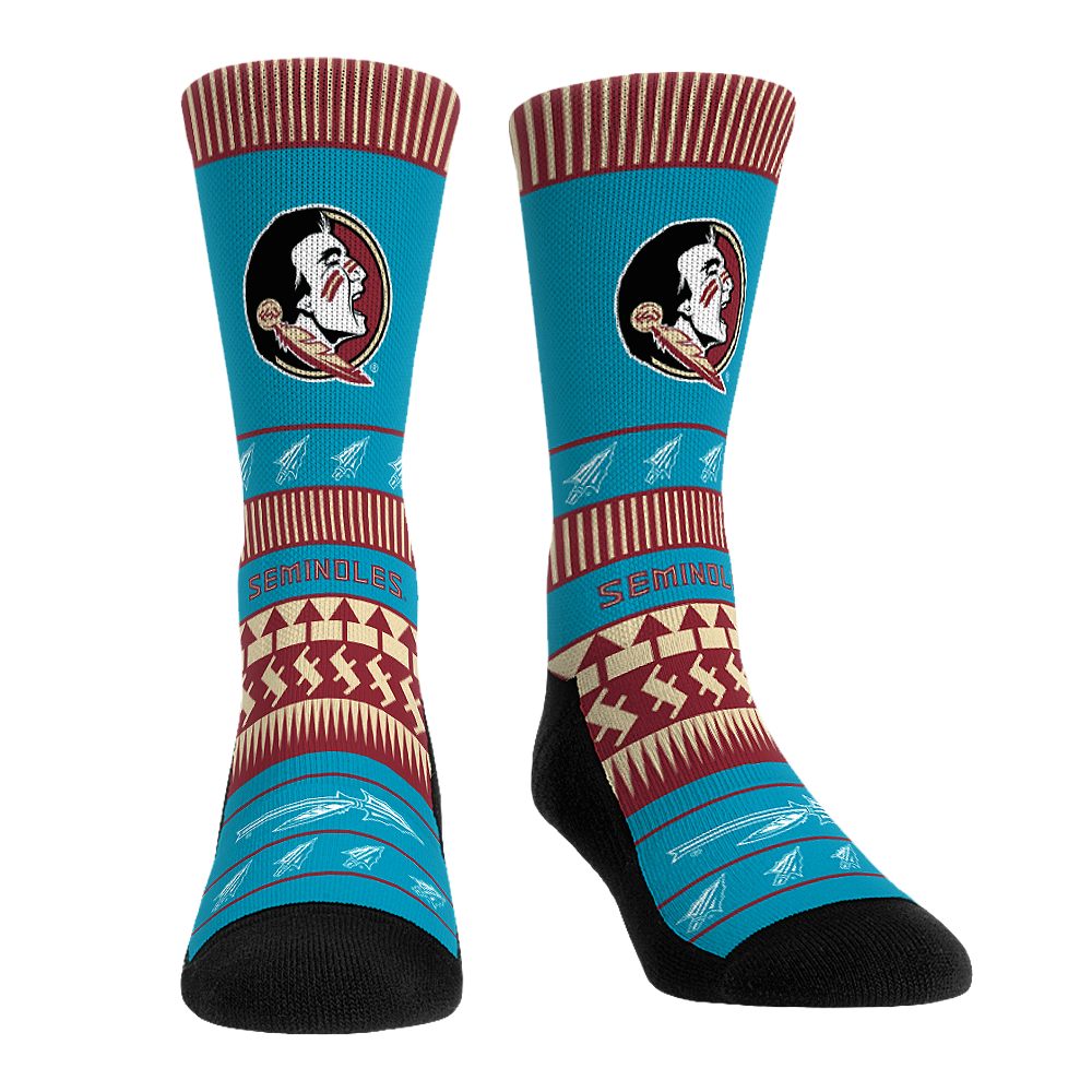 Florida State Seminoles - Turquoise Pattern Crew Socks