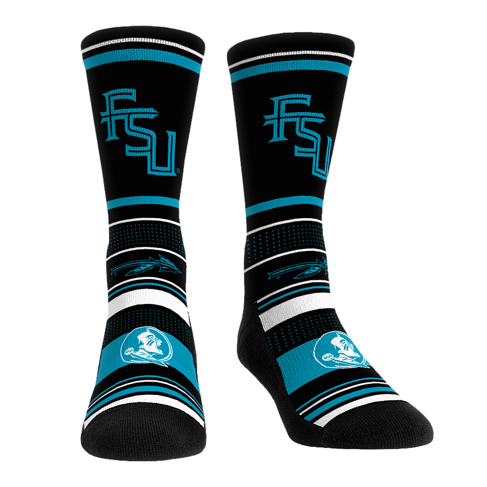 Florida State Seminoles - Turquoise Seminole Stripe Crew Socks