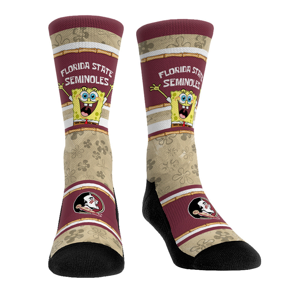 Florida State Seminoles - SpongeBob SquarePants Tiki Stripe Crew Socks