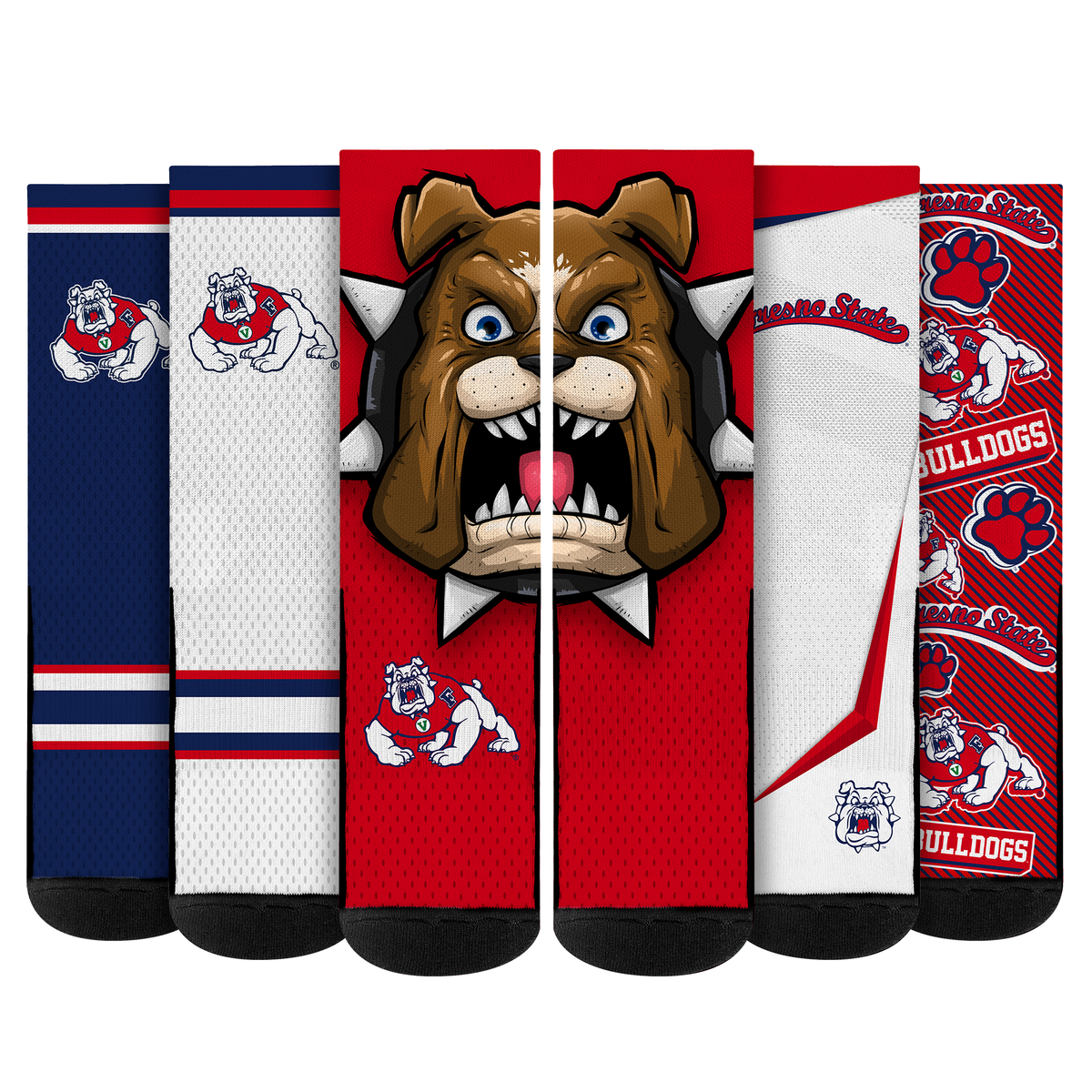 Fresno State Bulldogs - Super Fan Crew Socks 5-Pack