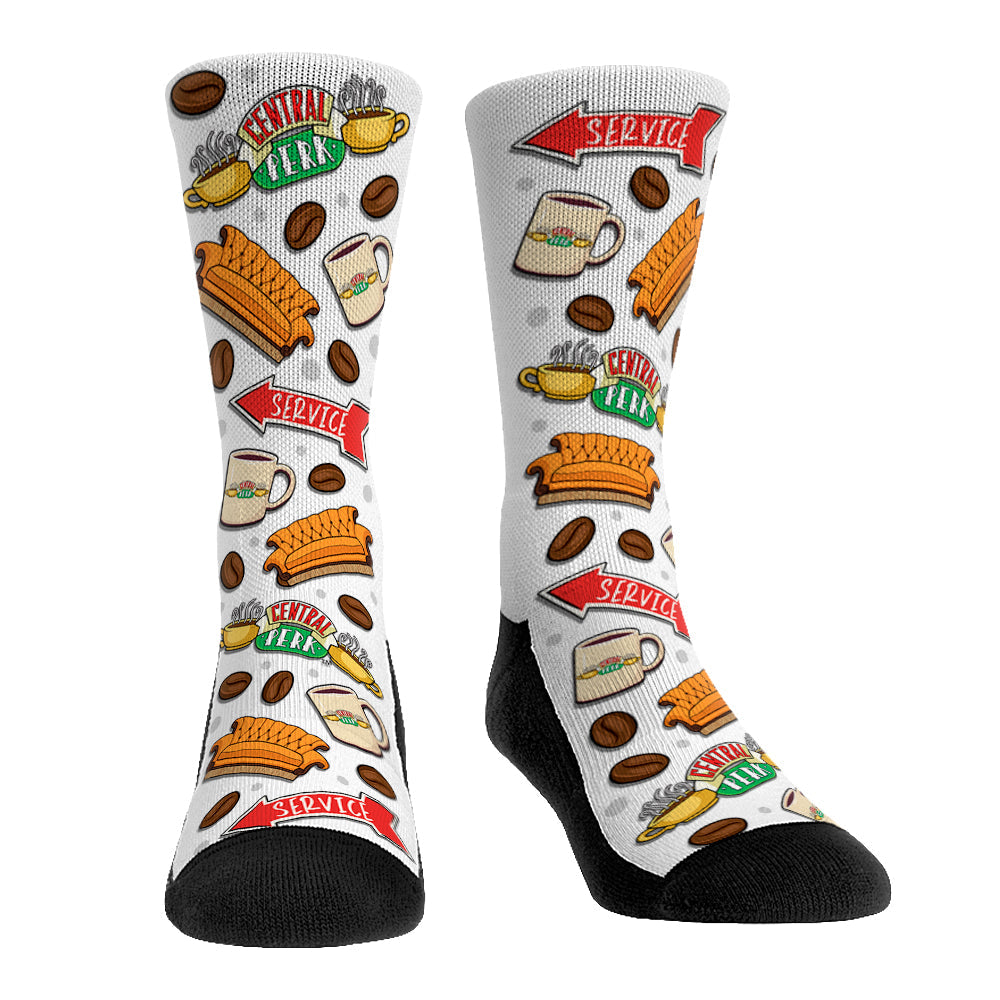 Friends - Central Perk All-Over (White) Crew Socks