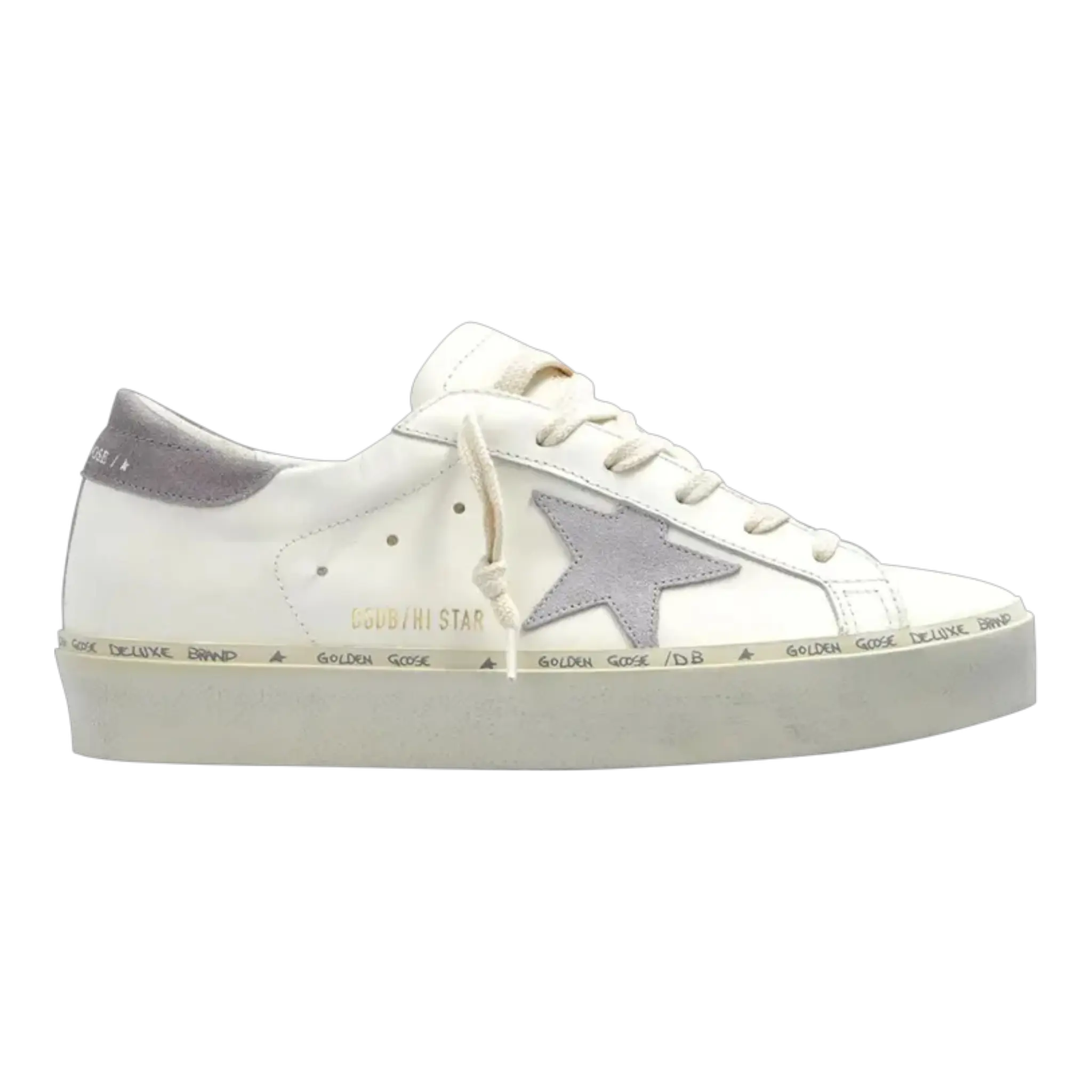 Golden Goose Hi Star Women Sneakers White/Silver Leather Suede Heel