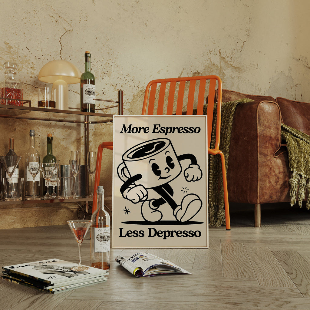 WONDERWALL ‘L’Atelier Fun Collection’ Caffeinated Cheer - Retro Coffee Art Print