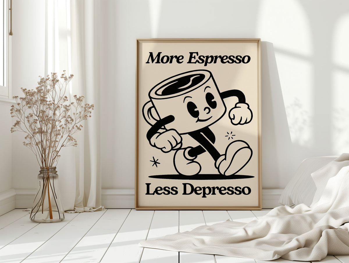 WONDERWALL ‘L’Atelier Fun Collection’ Caffeinated Cheer - Retro Coffee Art Print
