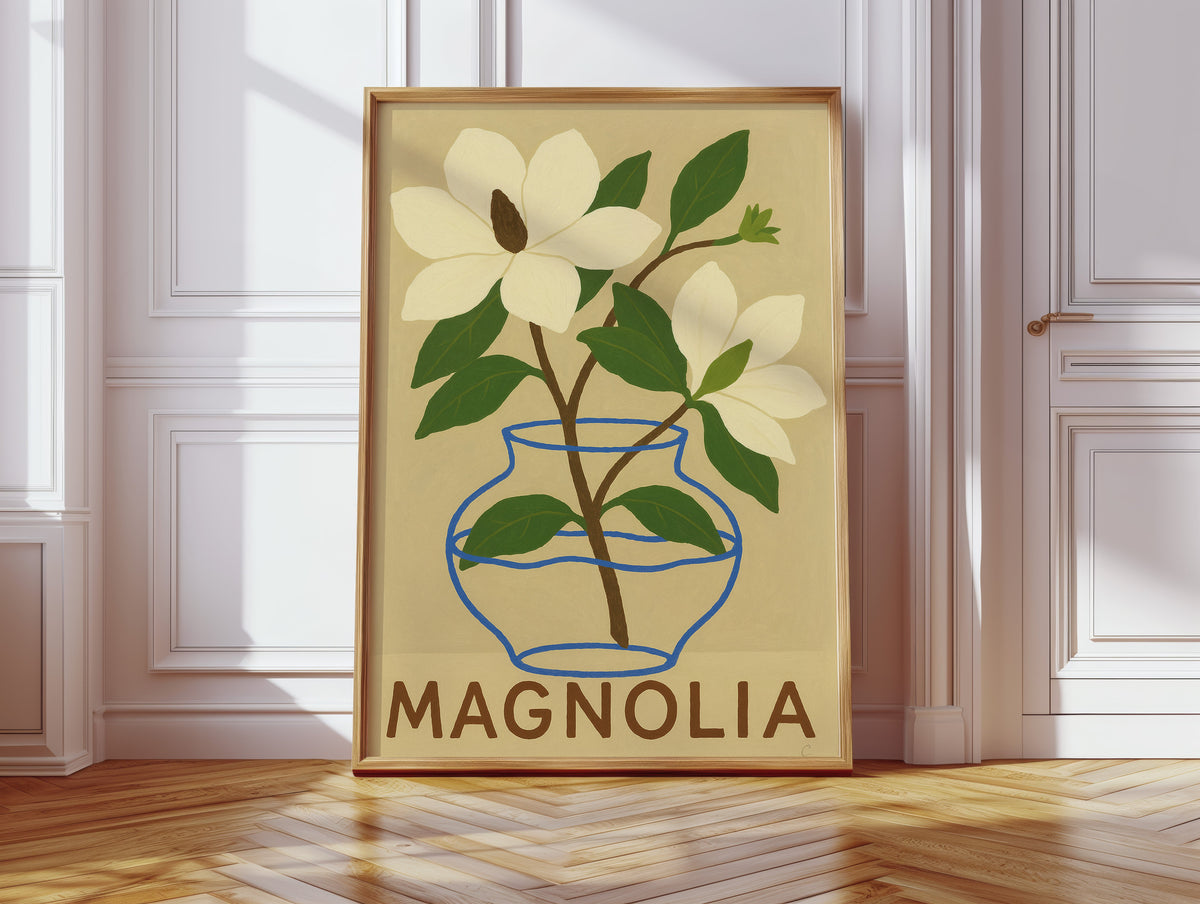 WONDERWALL ‘L’Atelier Fun Collection’ Elegant Magnolia Art Print for Home Decor