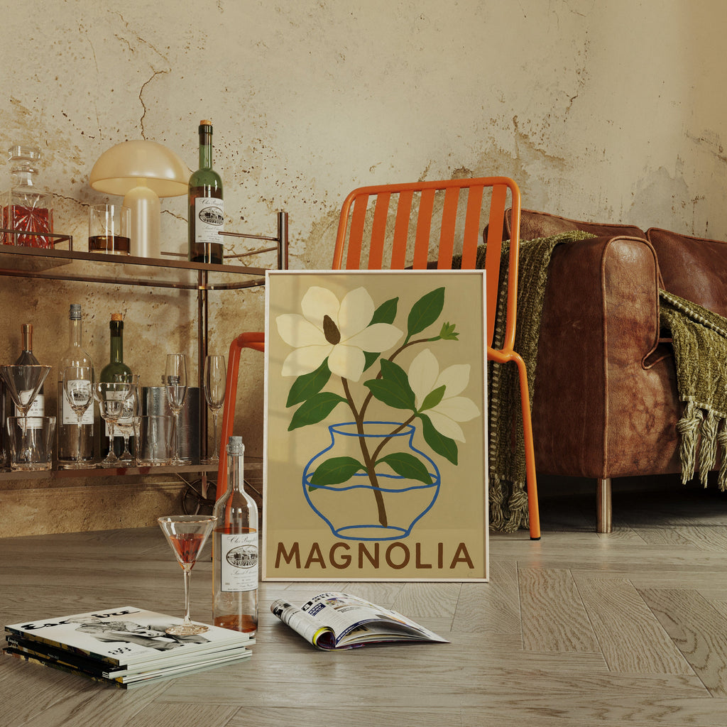 WONDERWALL ‘L’Atelier Fun Collection’ Elegant Magnolia Art Print for Home Decor