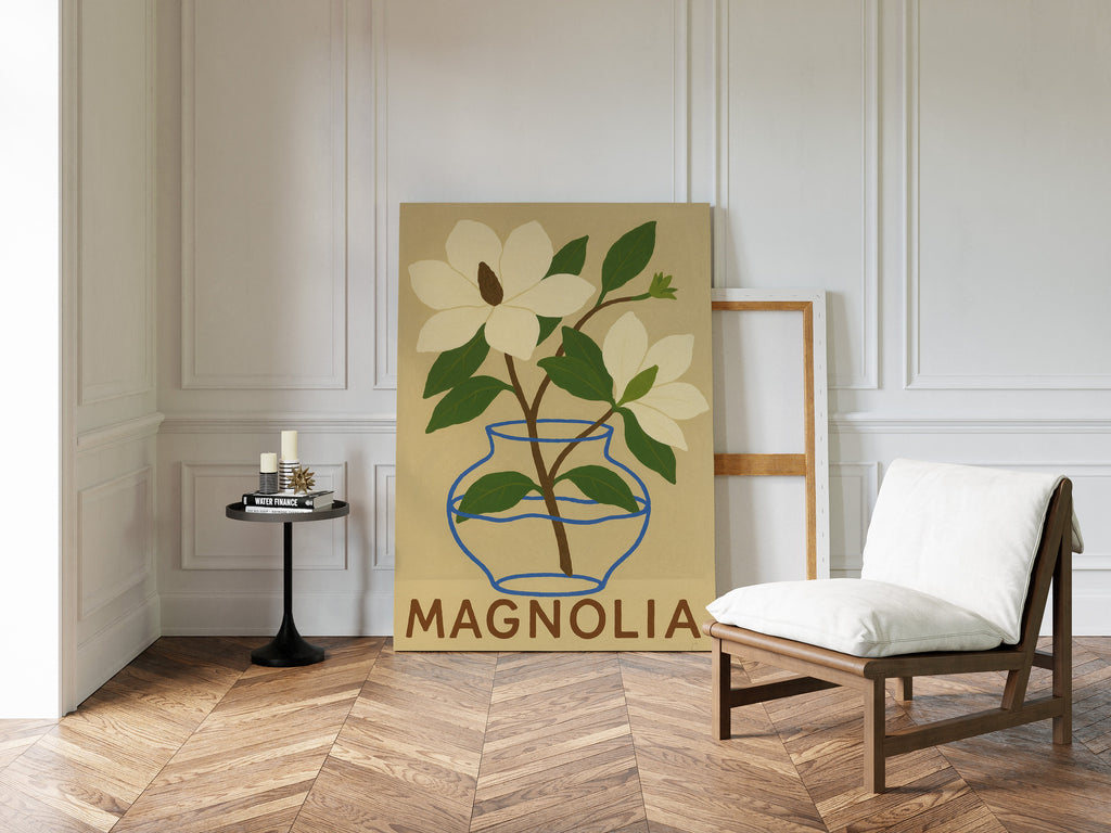 WONDERWALL ‘L’Atelier Fun Collection’ Elegant Magnolia Art Print for Home Decor