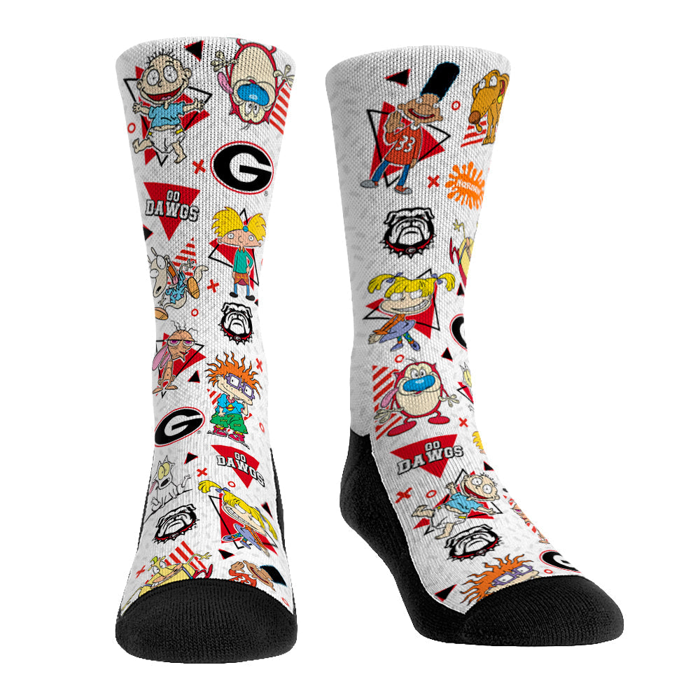 Georgia Bulldogs - 90s Nickelodeon Characters All-Over Crew Socks